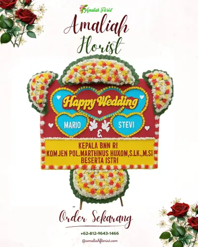 Karangan Papan Bunga Pernikahan di Punggul